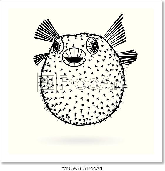 561x581 Free Art Print Of Puffer Fish Fugu Silhouette Sharp Icon, Vector