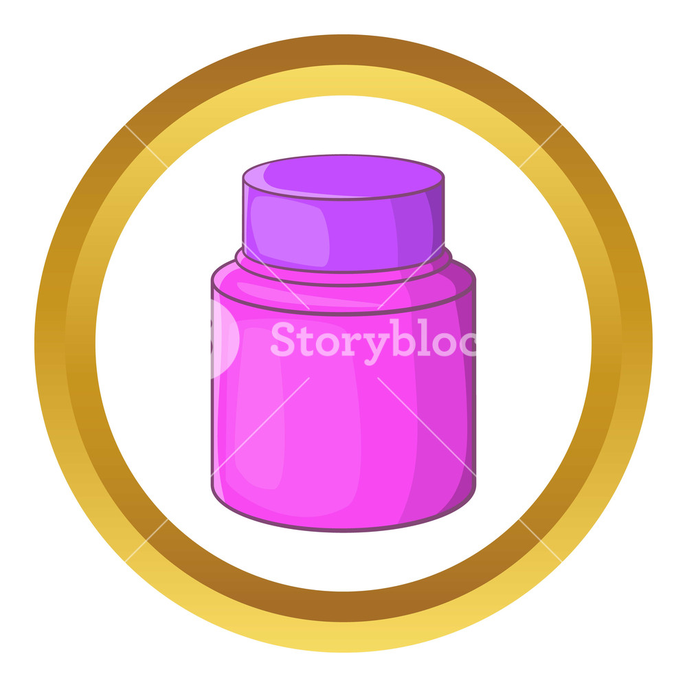 1000x1000 Shaving Cream Icon In Golden Circle, Cartoon Style Isolated