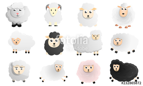 500x300 Sheep Icon Set Cartoon Set Of Sheep Vector Icons For Web Design