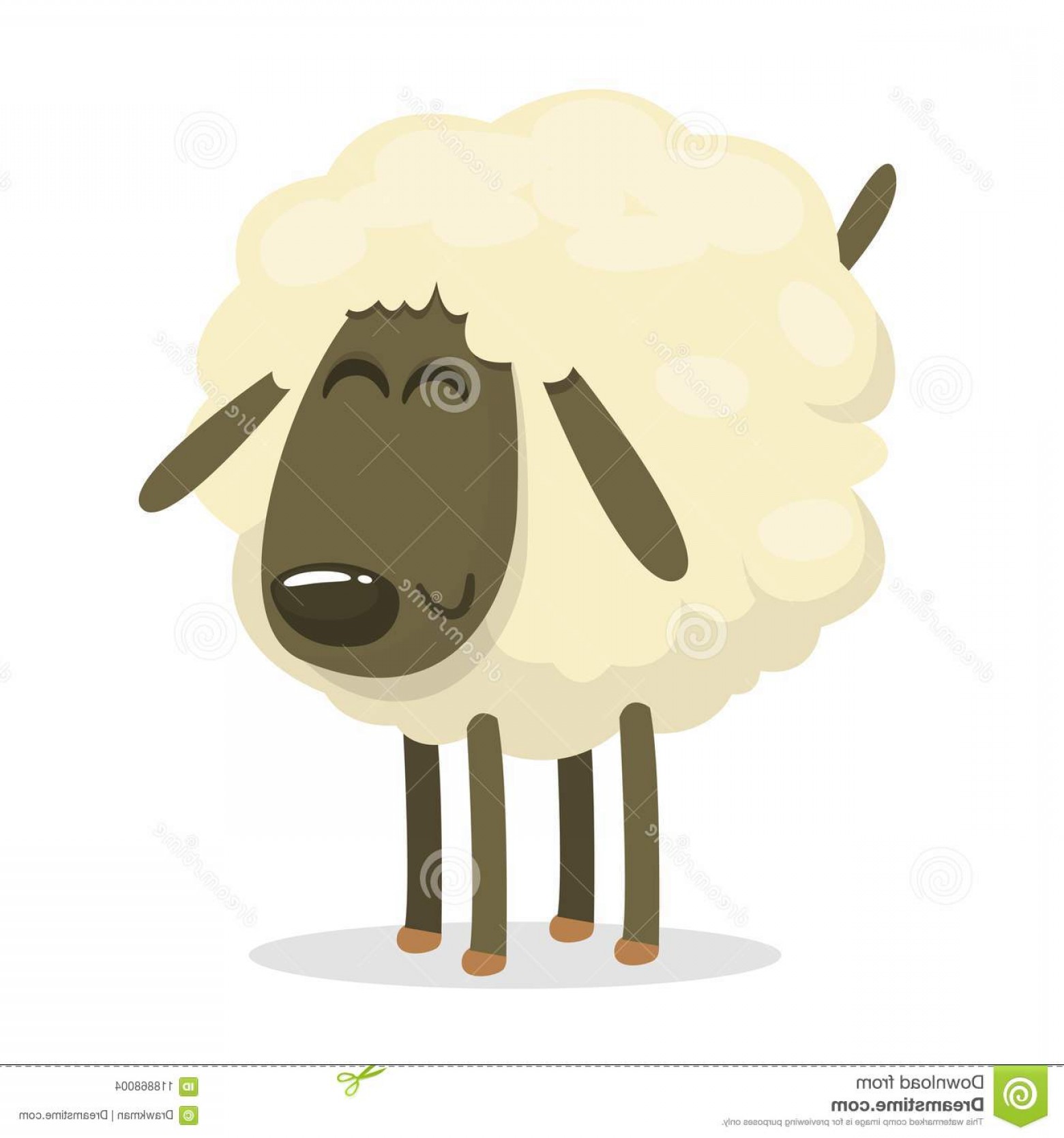 1560x1668 Funny Cartoon Sheep Icon Vector Illustration Fluffy Sheep