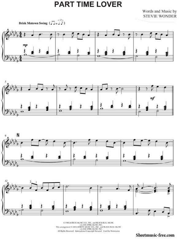 Part Time Lover Sheet Music Stevie Wonder Music Icon Stevie 600x794 Part Time Lover Sheet Music Stevie Wonder Music Icon Stevie