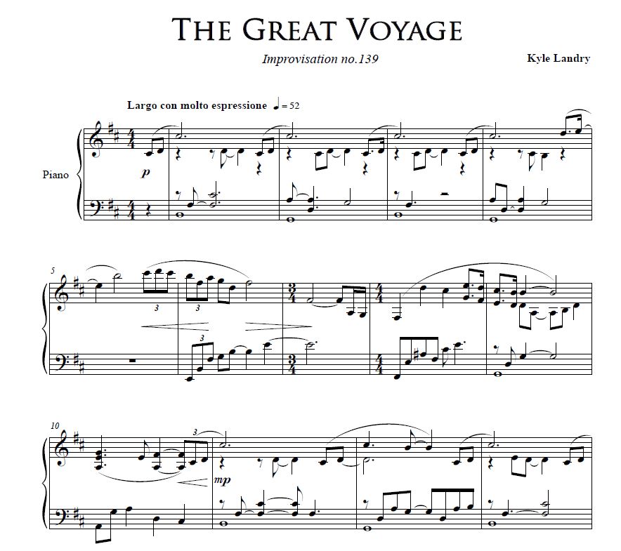 Improvisation The Great Voyage Digital Sheet Music Kyle 884x785 Improvisation The Great Voyage Digital Sheet Music Kyle