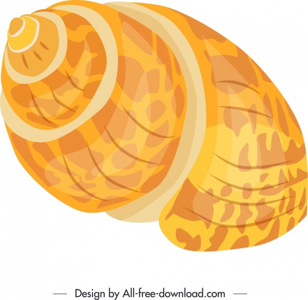 600x583 Marine Shell Icon Shiny Bright Yellow Design Free Vector