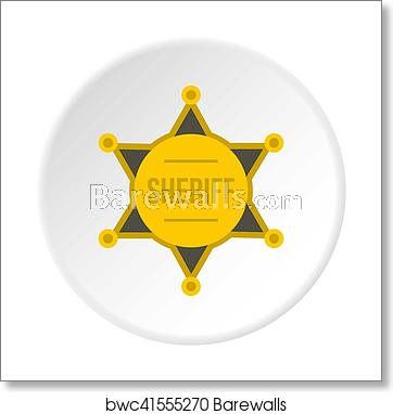 362x382 Sheriff Badge Icon, Flat Style, Art Print Barewalls Posters