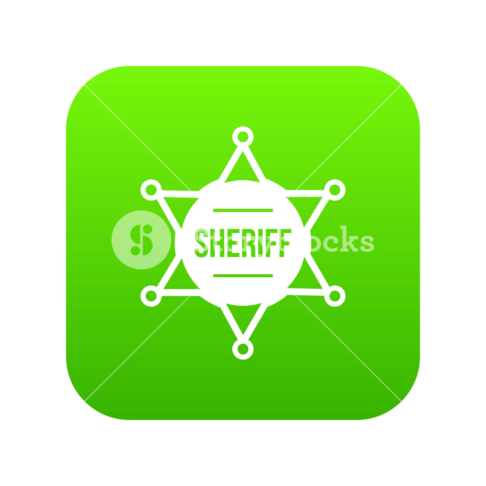 1000x1000 Sheriff Badge Icon Digital Green For Any Design Isolated On White