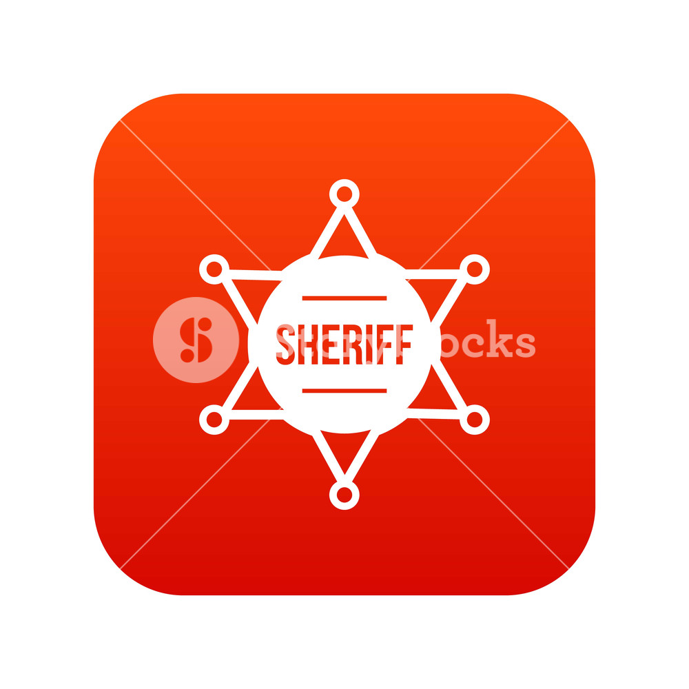 1000x1000 Sheriff Badge Icon Digital Red For Any Design Isolated On White