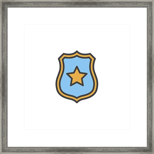 600x600 Sheriff Badge With Star Line Icon, Filled Outline Vector Sign