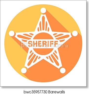 362x382 Sheriff Star Flat Icon, Art Print Barewalls Posters Prints