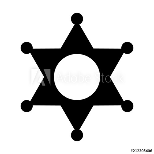 500x500 Western Six Pointed Star Sheriff Ranger Badge Flat Vector Icon