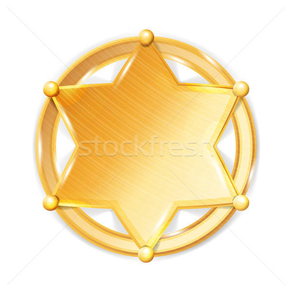 600x600 Sheriff Badge Star Vector Police Golden Hexagonal Star Icon