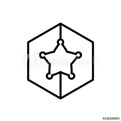 500x500 Sheriff Star Icon, Isolated On White Background