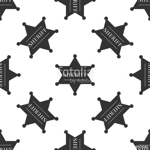 500x500 Hexagonal Sheriff Star Icon Seamless Pattern On White Background