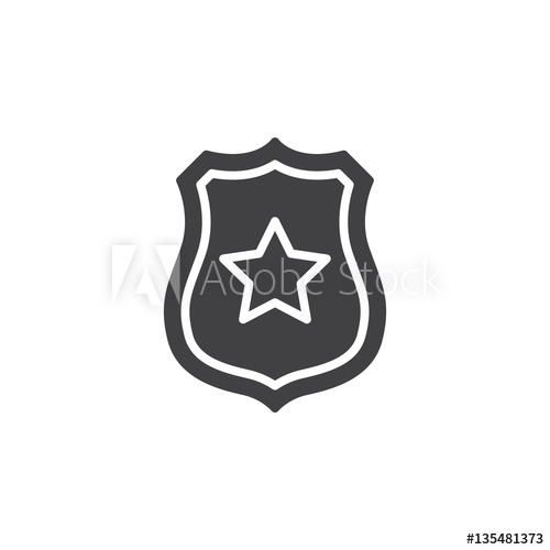 500x500 Sheriff Badge With Star Icon Vector, Filled Flat Sign, Solid