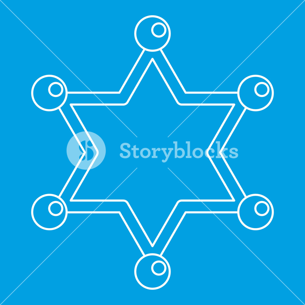 1000x1000 Sheriff Star Icon Blue Outline Style Isolated Vector Illustration