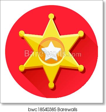 362x382 Vector Golden Sheriff Star Icon, Art Print Barewalls Posters