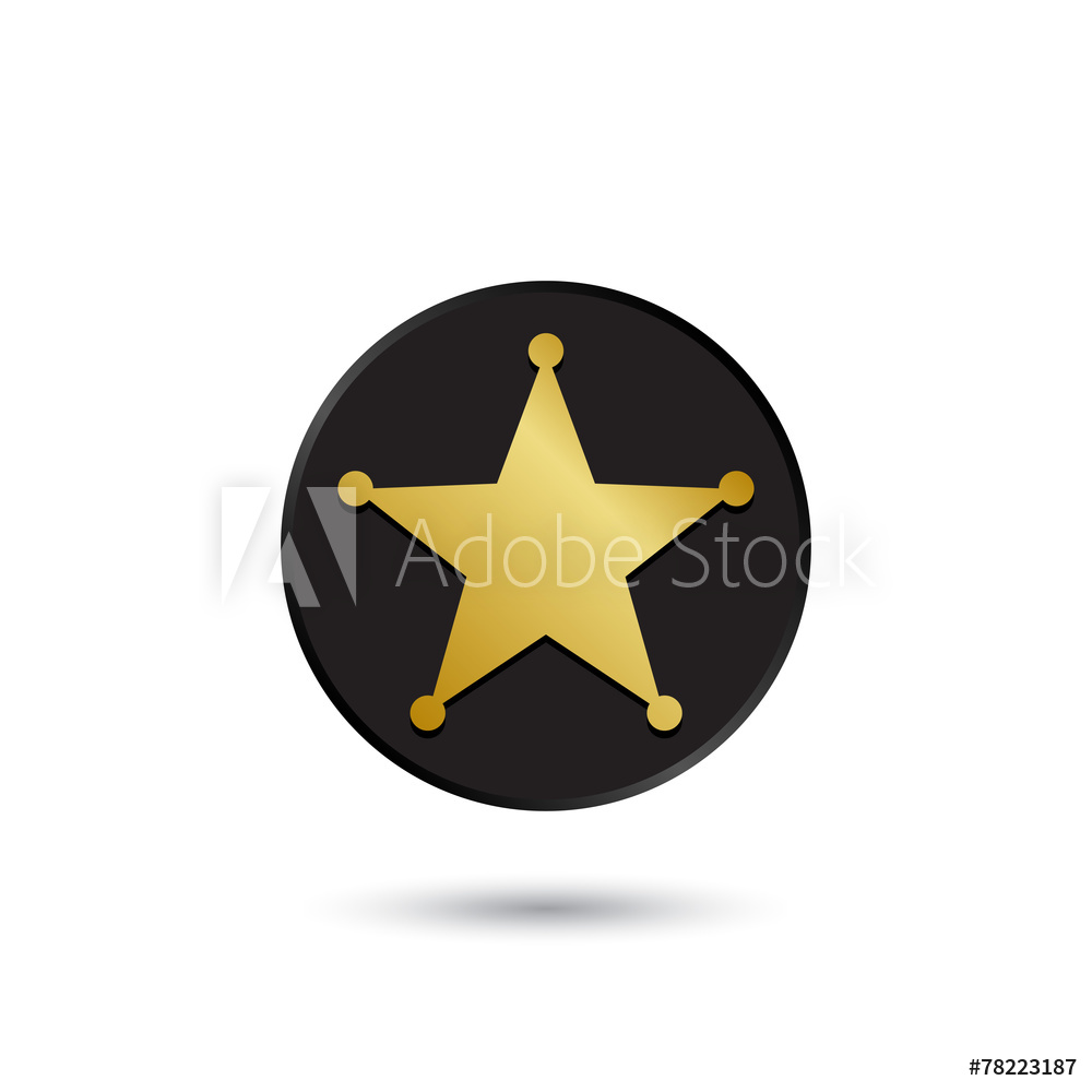 1000x1000 Photo Art Print Simple Gold On Black Sheriff Star Icon Europosters