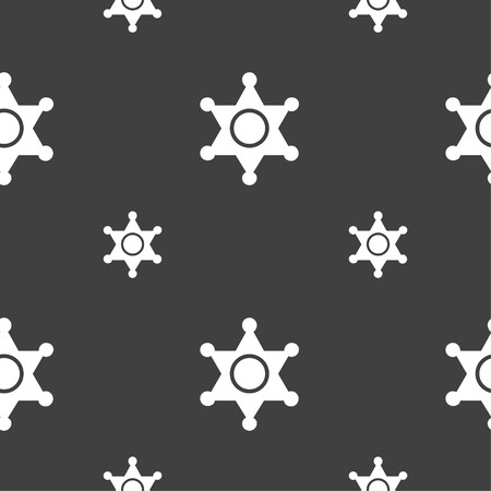 450x450 Sheriff, Star Icon Sign Seamless Pattern On A Gray Background