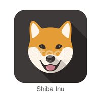 200x200 Shiba Inu Dog Face Cartoon Flat Icon Design Stock Vectors
