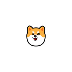 240x240 Dog Head, Cute Shiba Inu Icon, Vector Illustration
