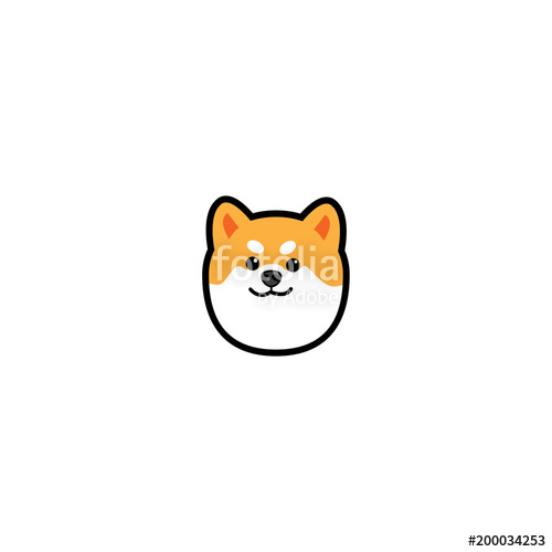 500x500 Dog Head, Cute Shiba Inu Icon, Vector Illustration Stock Image
