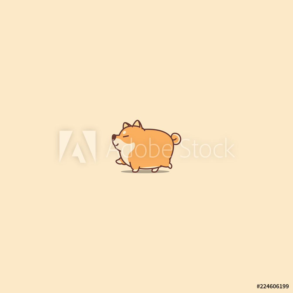 1000x1000 Fat Shiba Inu Dog Walking Cartoon Icon, Vector Illustration Foto