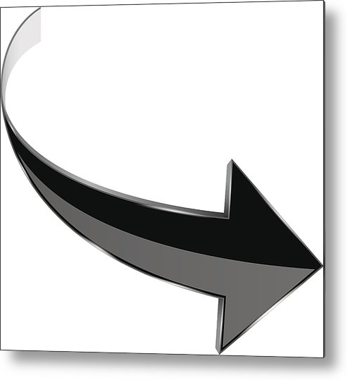 493x539 Black Arrow Curved Shiny Icon Metal Print