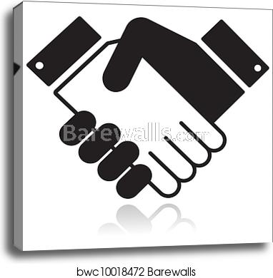 382x390 Clean Shiny Icon With Shaking Hands, Canvas Print Barewalls