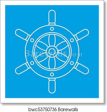 362x382 Ship Wheel Icon, Outline Style, Art Print Barewalls Posters
