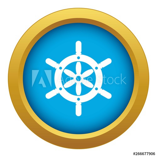500x500 Ship Wheel Icon Blue Vector Isolated On White Background For Any