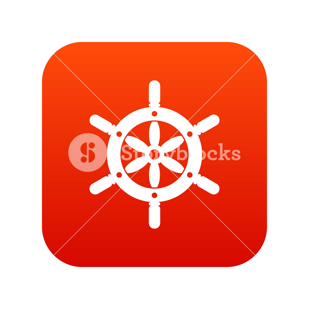 1000x1000 Ship Wheel Icon Digital Red For Any Design Isolated On White