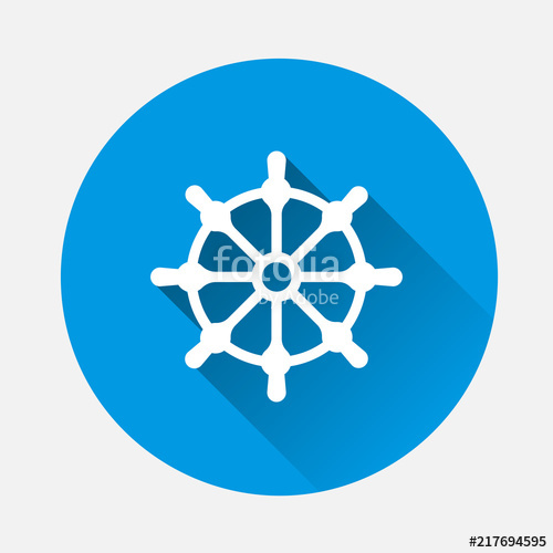 500x500 Ship Wheel Boat Steering Wheel Icon Vector Illustration On Blue