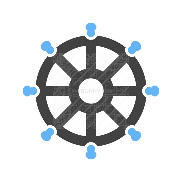 600x600 Ship's Wheel Blue Black Icon