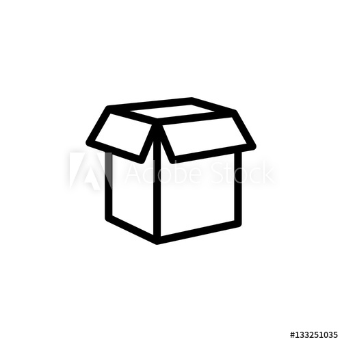 500x500 Thin Line Shipping Box Icon On White Background