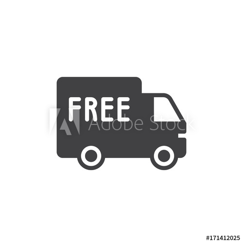 500x500 Free Shipping Truck Icon Vector, Filled Flat Sign, Solid Pictogram