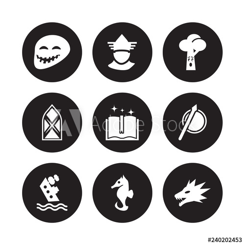 500x500 Vector Icon Set Troll, Thor, Shipwreck, Spear, Spellbook