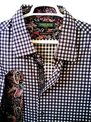 300x400 Inserch Icon Jacquard Cotton Checkered Flip Cuff Button Down Shirt