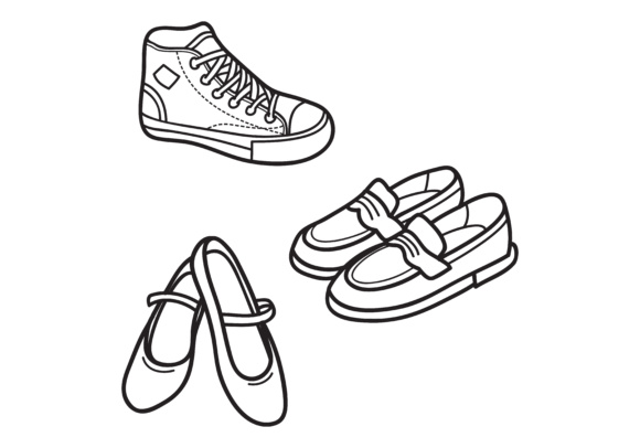 580x406 Hand Drawn Outline Shoes Icon Graphic