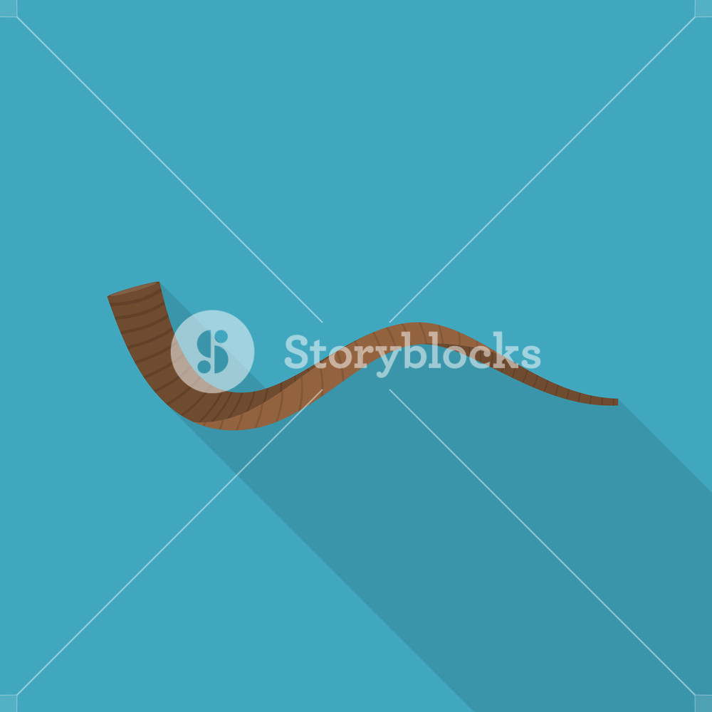 1000x1000 Shofar Icon In Flat Long Shadow Design Rosh Hashana Holiday
