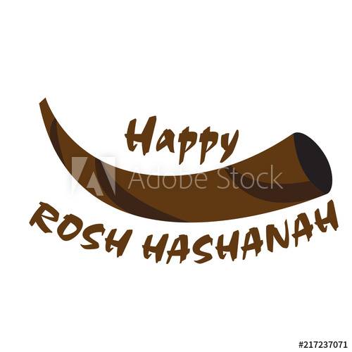 500x500 Isolated Shofar Icon With Text Rosh Hashanah