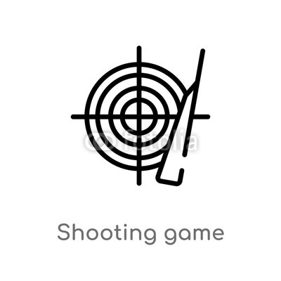 400x400 Outline Shooting Game Vector Icon Isolated Black Simple Line