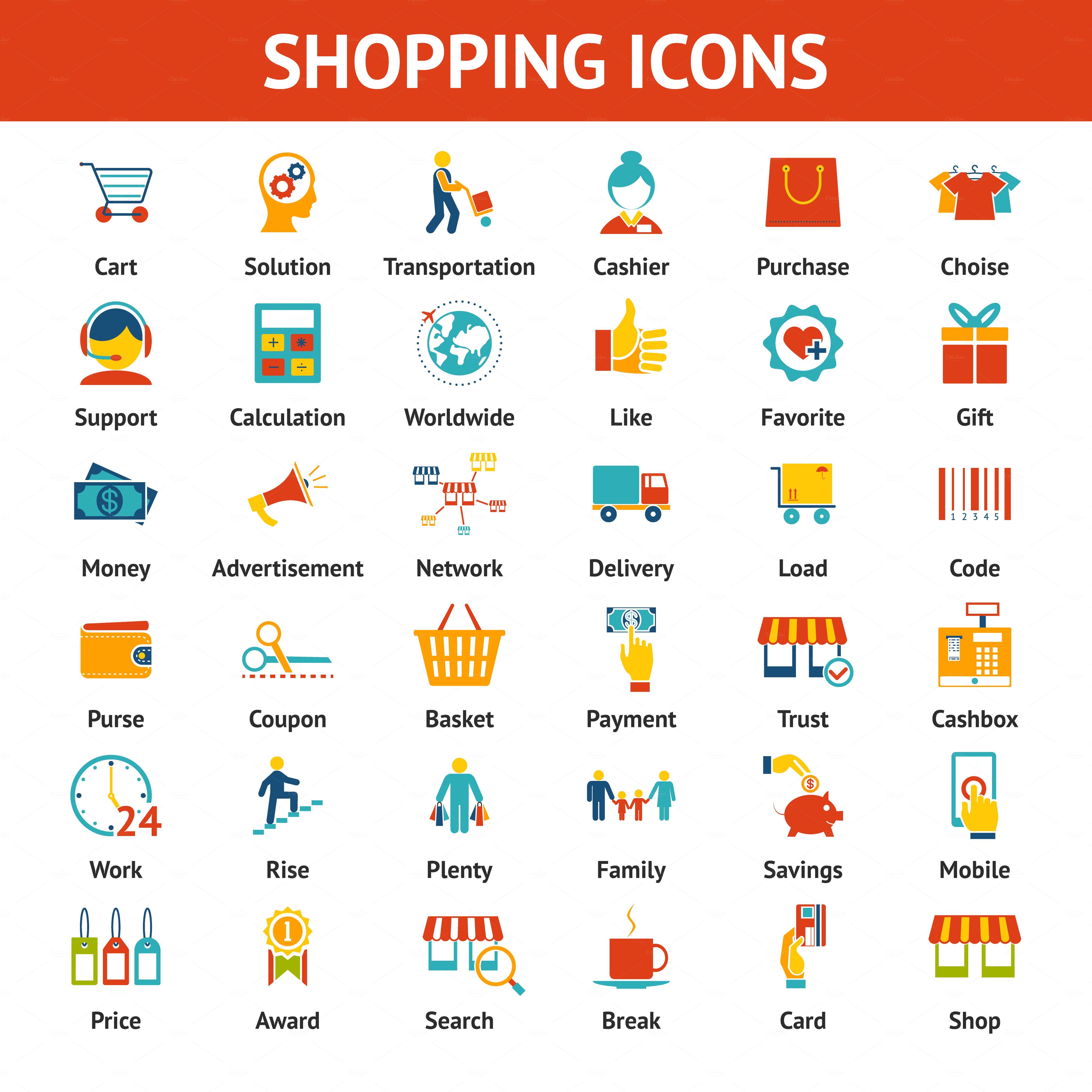 4500x4500 Colored Shopping Icons Marketing And Distribution, Choices