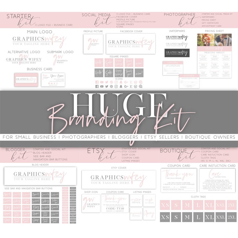 794x794 Huge Branding Kit Photography Branding Blogger Branding Kit Etsy