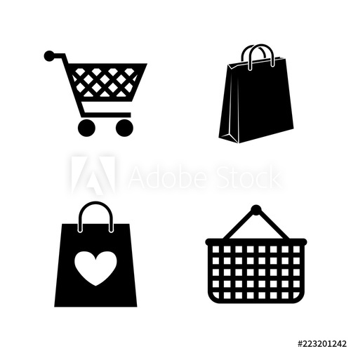 500x500 Shopping Bag Simple Related Vector Icons Set For Video, Mobile