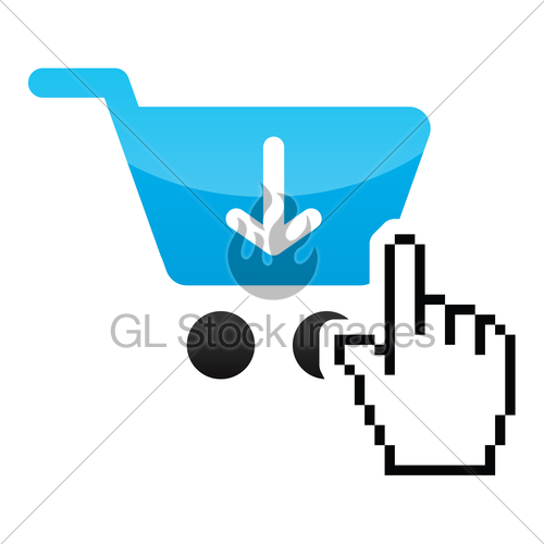 500x500 Shopping Car Glossy Icon With Cursor Hand Icon Gl Stock Images