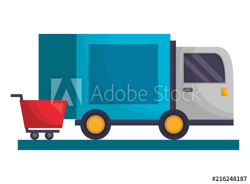 500x368 Delivery Truck With Shopping Car Icon