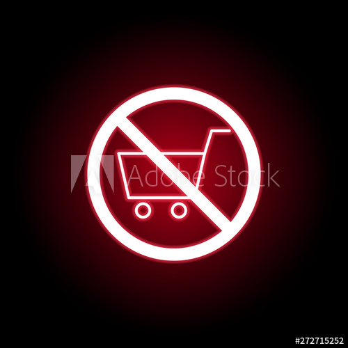 500x500 Forbidden Shopping Car Icon In Red Neon Style Can Be Used For Web
