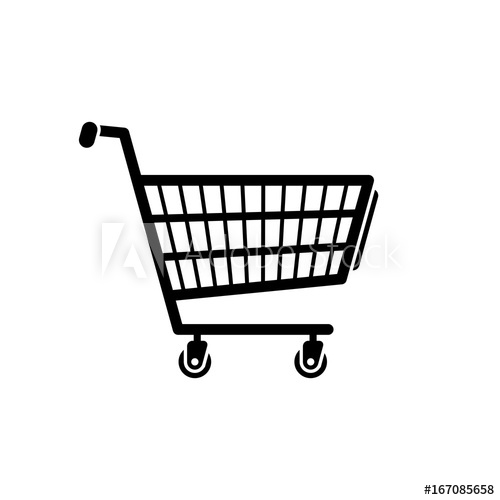 500x500 Shopping Cart Icon Black, Minimalist Icon Isolated On White