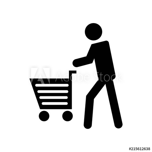 500x500 Man Walking With Shopping Cart Icon Vector Icon Simple Element