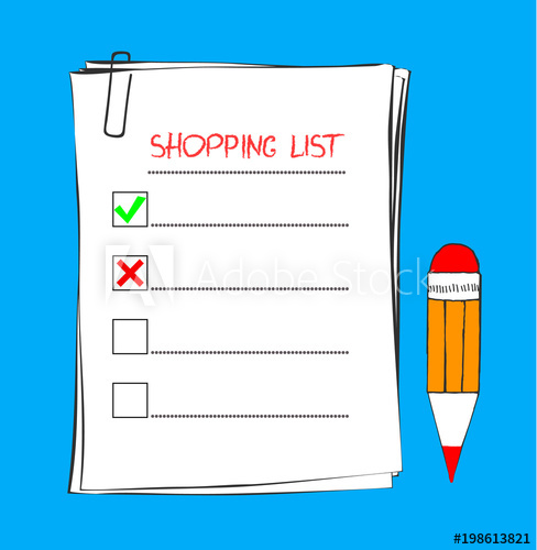 488x500 Shopping List Icon In Doodle Sketch Lines Template For Product