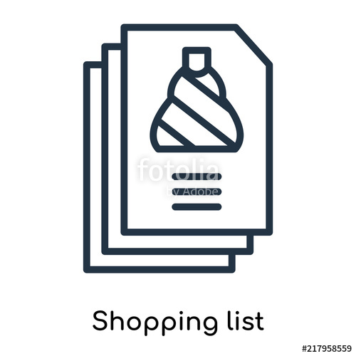 500x500 Shopping List Icon Vector Isolated On White Background, Shopping